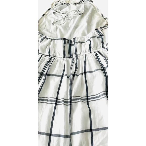 FOREVER 21 SLEEVELESS HALTER FIT & FLARE WAIST DRESS, WOMENS, L, BLACK/WHITE GEO - Picture 6 of 11